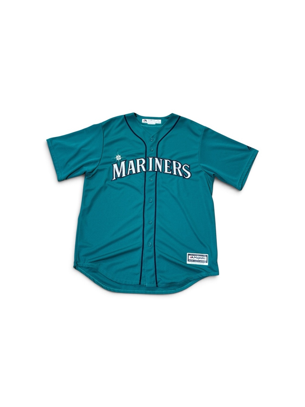 Seattle Mariners Majestic Cool Base Teal Button Front MLB Jersey Men’s Large